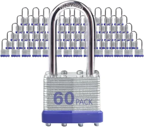 Miniatura 11 de Candados con cerradura para exteriores, cerradura de llave, candados con la misma llave, candados con llave de acero laminado con grillete largo