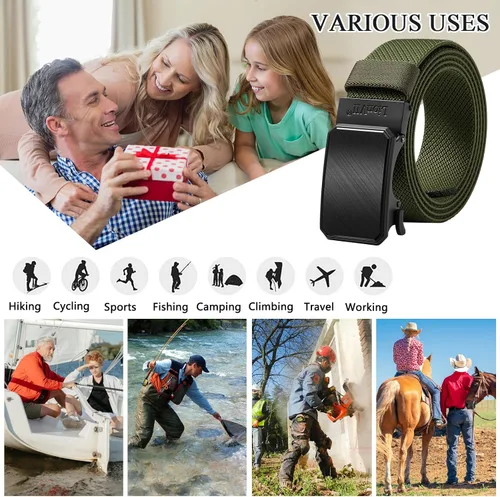 Miniatura 6 de LionVII Cinturón elástico de trinquete para hombre, cinturón elástico para trabajo con hebilla automática para hombres, ajustable para adaptarse a