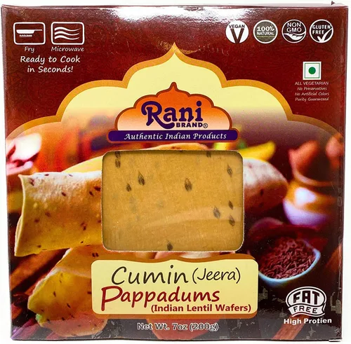Miniatura 11 de Rani Pappadums (aperitivo de oblea de lentejas indias) Papad de pimienta negra, 7 onzas (7.05 oz) aproximadamente 15 unidades, 7 pulgadas, paquete