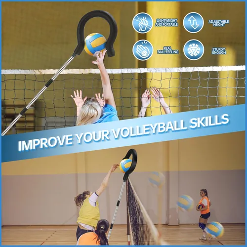 Miniatura 2 de Entrenador de Remate de Voleibol con Altura Ajustable y Sensación de Pelota Real - Equipo de Entrenamiento de Golpeo para Práctica de Remate, Salto