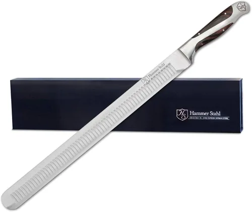 Hammer Stahl X50CrMoV15 - Cuchillo de tallar de 14 pulgadas, cuchillo de carne de acero forjado alemán de alto carbono con mango de madera de