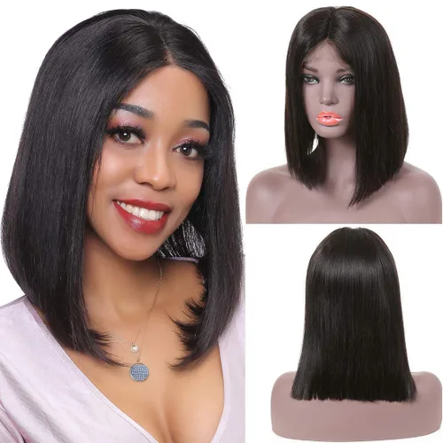 Miniatura 12 de Pelucas de cabello humano rizado rizado de 13 x 4 pulgadas con encaje frontal de oreja a oreja para mujeres, 1B, 8 pulgadas, corto, sin pegamento
