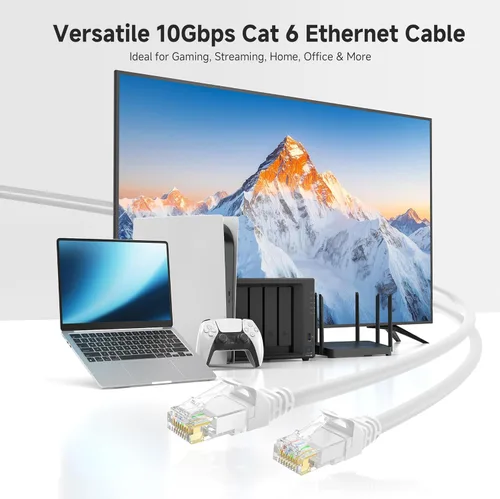 Miniatura 2 de Cable Matters 10Gbps 5-Pack de cables Ethernet Cat 6 cortos sin enganches - 1 pie, cable Cat 6, cable Cat6, cable Ethernet, blanco