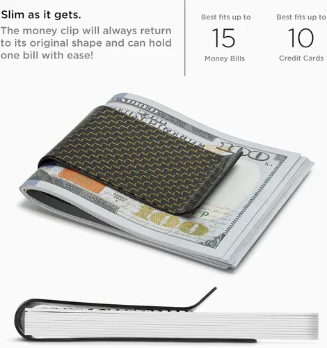 Miniatura 4 de SERMAN BRANDS Clip de dinero de fibra de carbono para hombres – Cartera delgada con clip de dinero RFID, bolsillo frontal minimalista, cartera EDC