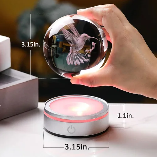 Miniatura 3 de Movdyka Bola de cristal 3D de colibrí, regalos para mujeres y hombres, adorno de colibrí de vidrio, figura de animales, decoración del hogar