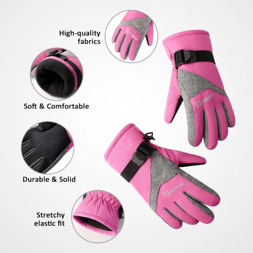 Miniatura 5 de Walsking Guantes de invierno para niños, resistentes al agua, para esquí, clima frío, aislados, para snowboard, para niños, niñas y jóvenes