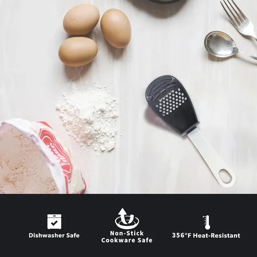 Miniatura 6 de Aparatos de cocina multifuncionales 6 en 1, 356°F resistentes al calor, separador de huevos, cocina, drenaje, puré, rejilla, cuchara de cocina, gris