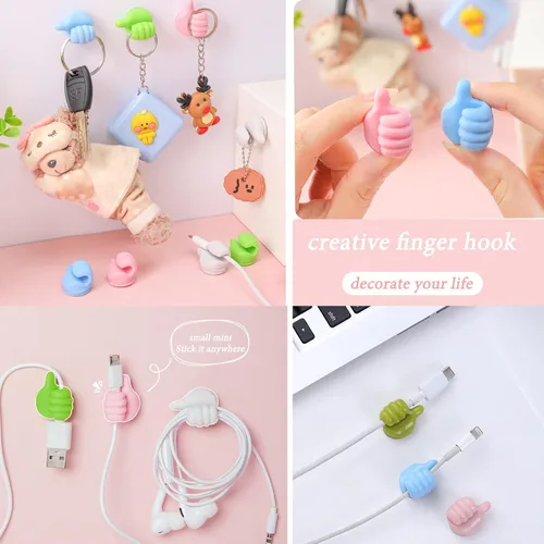Miniatura 5 de 16 Piezas Ganchos de Pared de Pulgar de Silicona Creativos - Clip de Cable Adhesivo Multifunción, Clips Organizadores de Cable de Pulgar