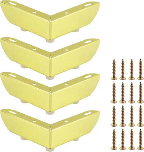 Geesatis 4 patas doradas para muebles de diseño minimalista, patas de metal para muebles de 4.3 pulgadas de longitud para gabinete, sofá, mesa de