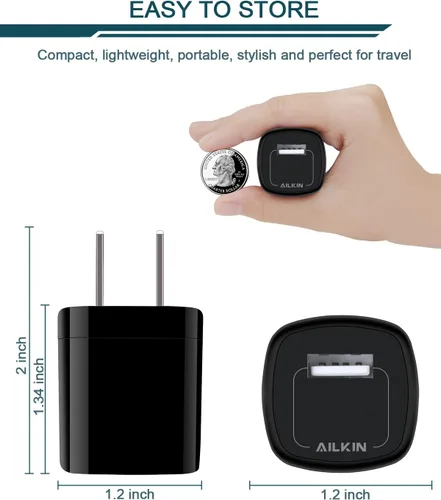 Miniatura 5 de [Paquete de 5/1 puerto] Adaptador de cargador USB de CA, enchufe de pared, enchufe de carga rápida, caja de alimentación cubo para iPhone 14 13 15