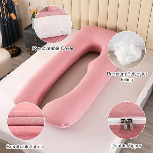 Miniatura 4 de Amagoing - Almohada de embarazo refrescante para dormir, almohada de maternidad en forma de U para todo el cuerpo para mujeres con dolor de cadera