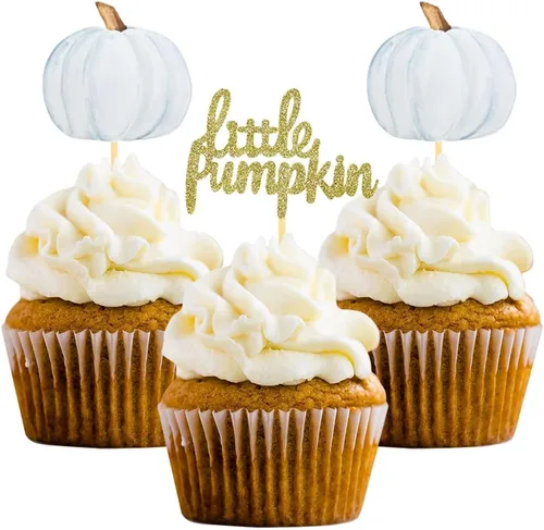 Miniatura 15 de Pumpkin Oh Baby - Decoración para cupcakes con temática de calabaza, para baby shower, cumpleaños, Acción de Gracias, Halloween, fiesta, suministros
