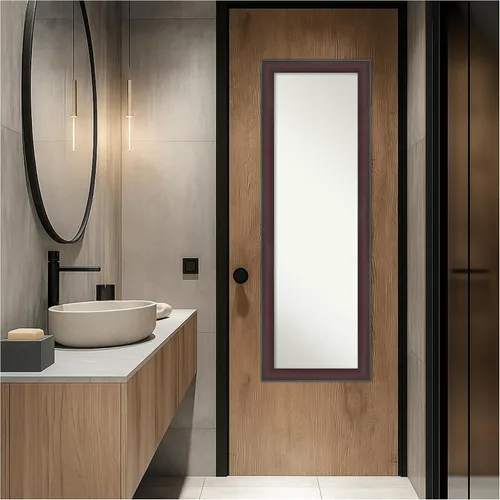 Miniatura 7 de Amanti Art Espejo de longitud completa cereza para puerta, 52 x 18 pulgadas, espejo de pared alto y estrecho de color cereza de longitud completa