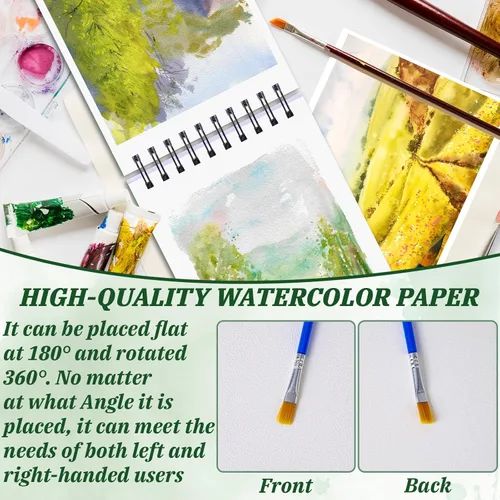Miniatura 5 de Paquete de 6 blocs de papel de acuarela, papel de acuarela de 5.5 x 8.5 pulgadas, 140 libras/300 gsm, prensa en frío, sin ácidos, 180 hojas de papel
