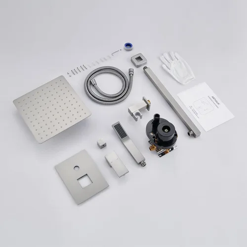 Miniatura 6 de Sistema de Ducha Artiqua 10 Pulgadas Juego Combinado de Ducha de Lluvia de Montaje en Pared de Níquel Cepillado Grifos de Baño con Cabezal de Ducha