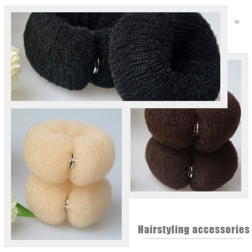 Miniatura 7 de Moldeador de donas grande, 6 piezas para hacer moños de cola de caballo, moño, moño de dona, bandas elásticas para el cabello, moldeador de donas