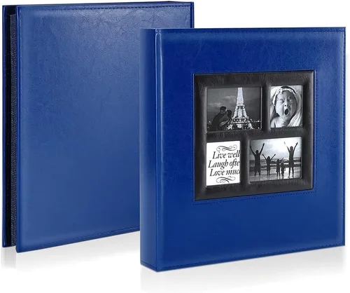 Miniatura 2 de Ywlake - Álbum de fotos de 4 x 6 pulgadas con 500 bolsillos, capacidad extragrande, para fotos familiares o de boda, capacidad para 500 fotos Azul