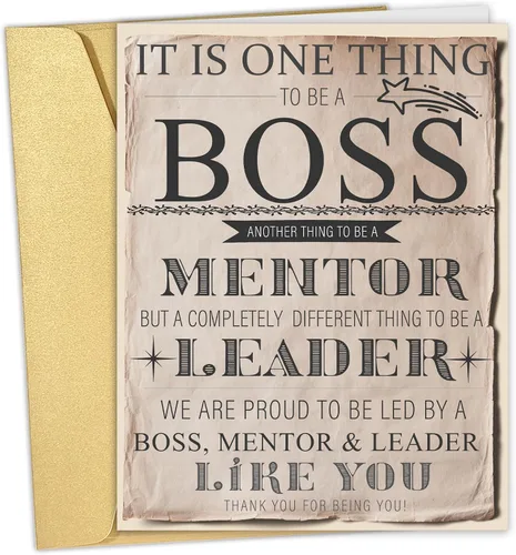 Qiliji Tarjeta de cumpleaños retro para hombres y mujeres, divertido regalo del día del jefe, tarjeta del día del jefe grande, tarjetas de