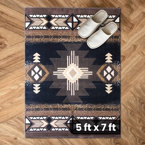 Miniatura 17 de YHSF South West - alfombra estilo nativo americano del suroeste C318 - fácil de limpiar, gruesa, suave, duradera, alfombra inspirada en tribus