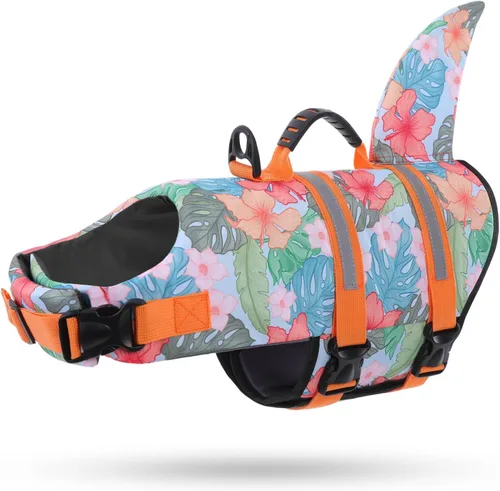 Miniatura 31 de Queenmore - Chaleco salvavidas Ripstop de tiburón para perro, ajustable, con alta flotabilidad y asa de rescate duradera, para perros pequeños