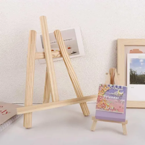 Miniatura 5 de Mini caballete de exhibición de madera, soporte de mesa de madera natural para lienzos pequeños, manualidades infantiles, tarjetas de visita
