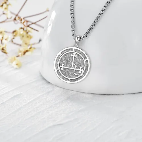 Miniatura 19 de Collar de pentagrama de plata de ley con triple luna, diosa celta, nudo celta, nudo de brujas, Ankh, sol y luna, Hécate, lilith, Santa Muerte