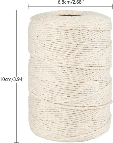 Miniatura 4 de JijAcraft Carniceros cordel de 656 pies, cuerda de algodón beige de 0.079 pulgadas para carne y salchichas, pavo, cuerda de cocina natural segura