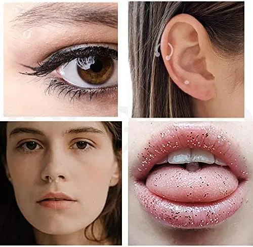 Miniatura 6 de D.Bella 65 piezas de retención transparente de piercing flexible para labios, nariz, tabique, ceja, pezón, lengua, cartílago, tragus, arete bioflex