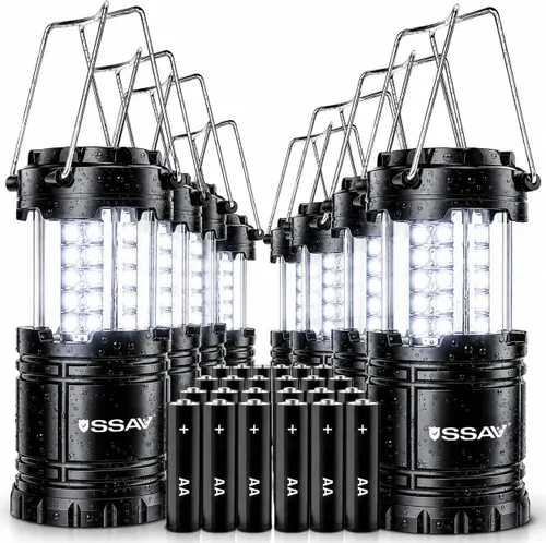 Miniatura 10 de SSAV Paquete de 2 linternas LED para campamento, linternas LED, kits de supervivencia adecuados para huracanes, luz de emergencia para tormentas