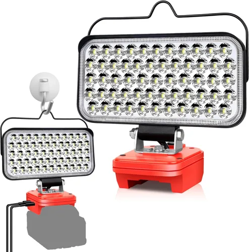 Miniatura 8 de Luz de trabajo LED inalámbrica compatible con batería Milwaukee 18V m18, 80W 6000LM linterna portátil m18 para iluminación en el lugar de trabajo