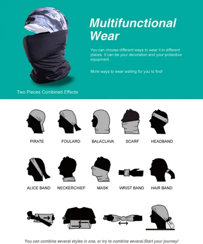 Miniatura 16 de Máscara facial con protección contra el polvo, aerosoles UV, reutilizable, lavable, polaina para el cuello