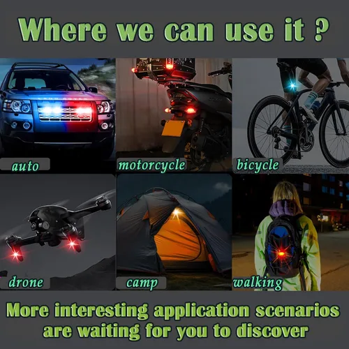 Miniatura 4 de Luces LED estroboscópicas inalámbricas, paquete de 4, luces de advertencia de emergencia RGB, recargable por USB, 7 colores, 30 modos de flash, alto