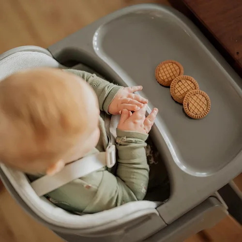 Miniatura 8 de Fodoss Silla alta convertible para bebé con bandeja desmontable, silla alta plegable para comer con cojín grueso, silla para Comer de Bebe Gris