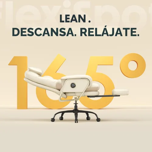Miniatura 4 de FLEXISPOT Tumbona 2 en 1 para interiores con ruedas, reposapiés reclinable de 90-165°, sillas de oficina en casa para sala de estar, dormitorio