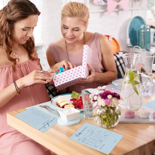 Miniatura 7 de Whaline 50 hojas de predicciones y consejos para baby shower, tarjetas de actividades para juegos de fiesta, nuevo libro de consejos para padres