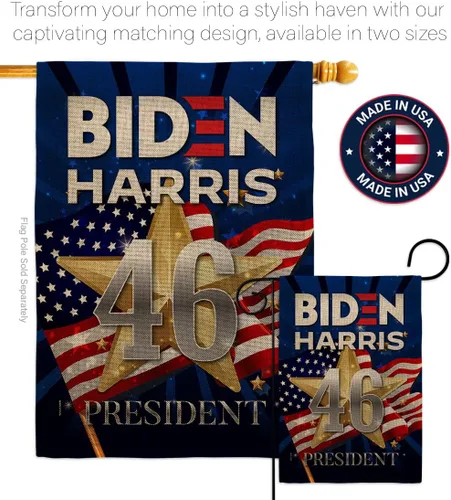 Miniatura 4 de Juego de banderas de jardín de arpillera con bandera de Biden Harris 46 para colgar en la pared, diseño patriótico, para el presidente demócrata