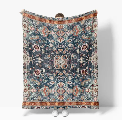Miniatura 5 de Horaldaily Manta de estilo bohemio, vintage, rústica, de pelo sintético, suave y mullida, acogedora para sofá, cama, descanso, regalo ideal