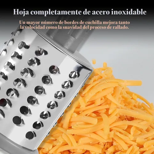 Miniatura 8 de Ourokhome rallador giratorio de queso, triturador con 3 cuchillas de tambor, rebanador rápido y manual para frutos secos, con base con gran succión