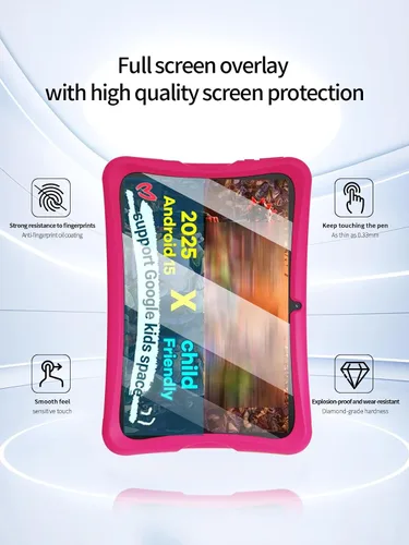 Miniatura 2 de Protector de pantalla para tableta DigiLand Kids Android 15 de 10.1 pulgadas, dureza 9H, sensible al tacto, bordes redondeados 2.5D, sin burbujas
