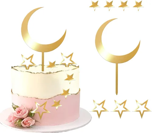 Miniatura 9 de Paquete de 24 adornos para cupcakes con purpurina de luna, nube, estrellas, estrellas, baby shower, niños, cumpleaños, boda, fiesta, decoración