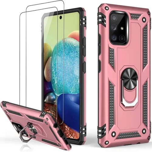 Miniatura 15 de LUMARKE Funda para Galaxy A51 4G con protector de pantalla, supera los 16 pies, probada en caídas, de grado militar, con soporte de anillo Rojo