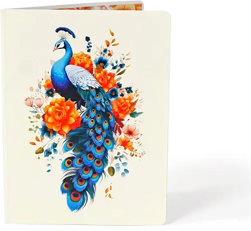 Miniatura 4 de CUTPOPUP - Tarjetas de cumpleaños emergentes de pavo real para mujer, tarjeta de felicitación de flores de cumpleaños 3D para su esposa, madre