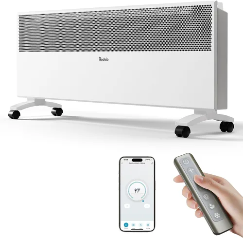 Reekie Calentador de espacio de panel de convección para uso en interiores, calentador infrarrojo eléctrico de mica de 1500 W con termostato