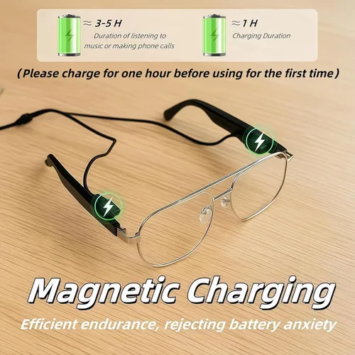 Miniatura 4 de Gafas inteligentes con Bluetooth 5.4 Gafas de sol polarizadas para lectura Lente fotocromática Bluetooth con control de voz táctil
