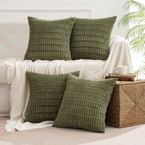 Miniatura 9 de MIULEE Juego de 4 fundas de almohada decorativas de pana estilo bohemio de primavera de 18 x 18 pulgadas para sofá, sala de estar, sofá y cama