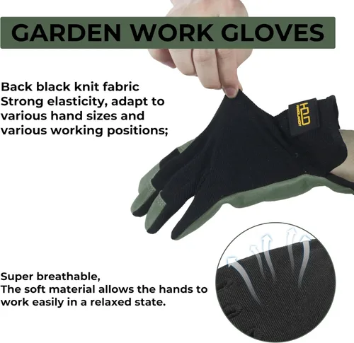 Miniatura 3 de HANDLANDY HLDD Men Leather Gardening Gloves, Utility Work Gloves for Gardening, Yardwork, Construction, Mechanics