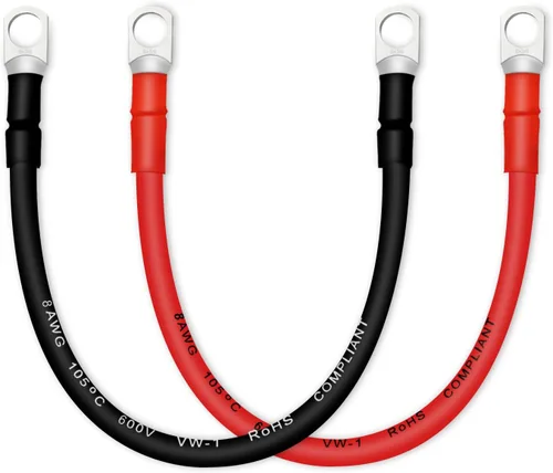 Miniatura 24 de Cable de batería, cables de batería 2 AWG con terminales, 2 cables de batería de cobre (1 pie).