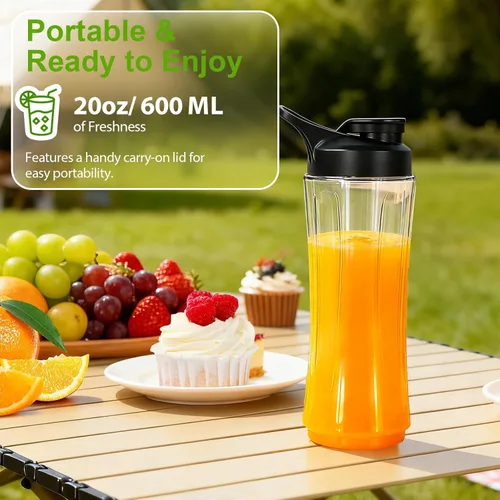 Miniatura 6 de Licuadora para batidos, licuadora de batidos de 32,000 RPM, licuadoras personales con 6 cuchillas afiladas, con taza portátil de 20 onzas y tapas