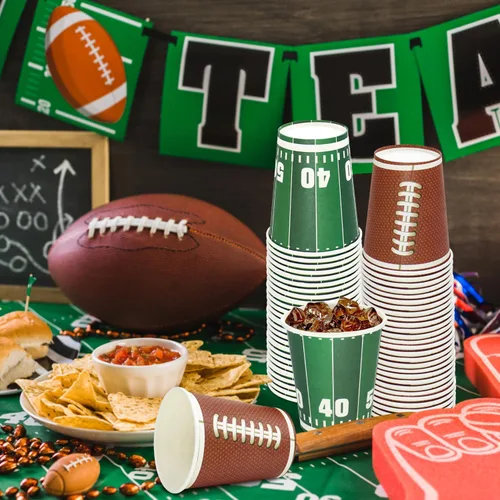 Miniatura 3 de 100 piezas de decoración de fútbol – vasos de papel de 9 onzas para fiestas deportivas, día de juego de fanáticos, suministros temáticos de fiesta