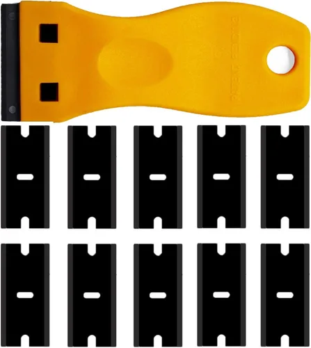 Raspadores de Cuchillas de Afeitar de Plástico de Doble Filo con Agarre Contorneado para Raspar Etiquetas y Calcomanías Adhesivas de Vidrio,